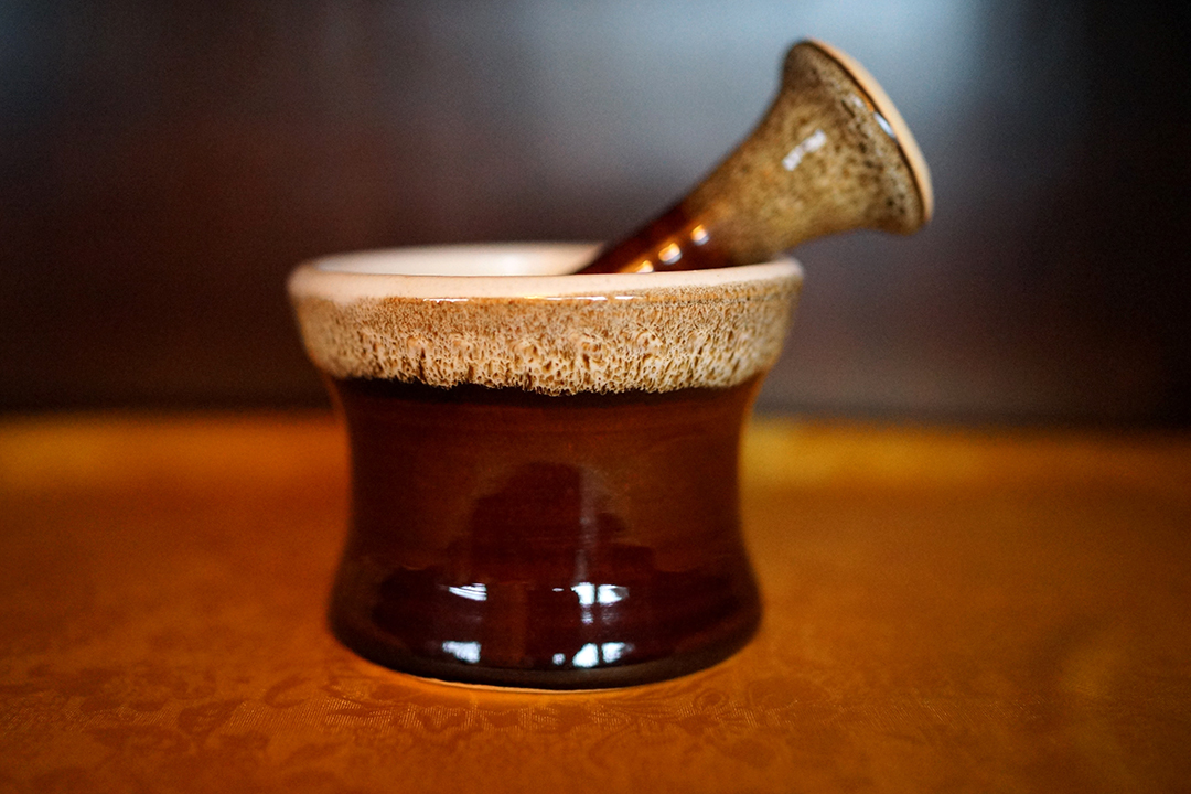 Poland, Red and Brown Ceramics, Brown Herbs Grinder