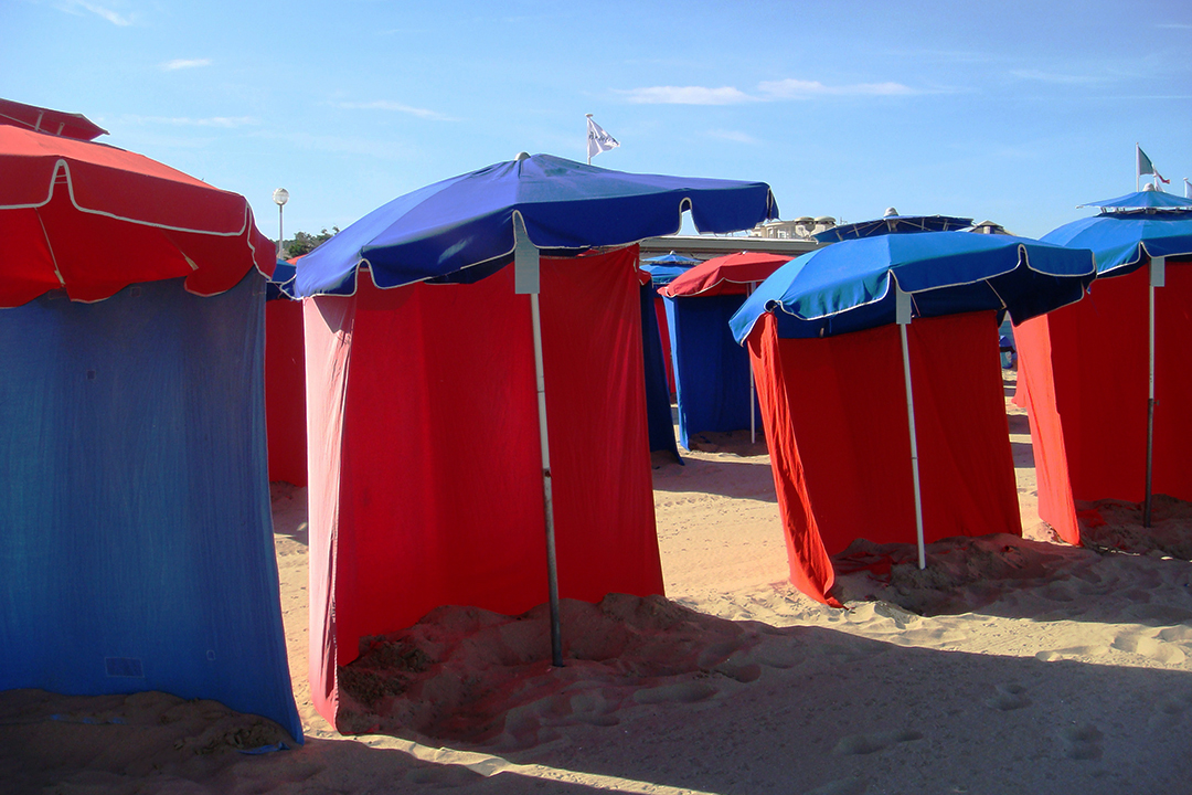 France, Normandy, Deauville Beach Parasoles