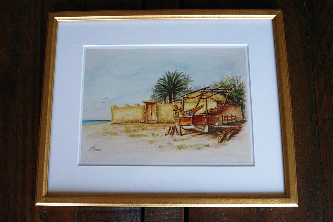 Bahrain, Wooden Boat Artwork