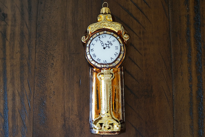Pologne, Ornement de Noël en Forme d'Horloge Dorée